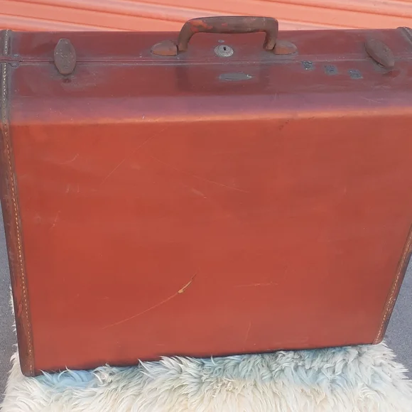 Samsonite Vtg Rust brown Suitcase luggage portable Boombox upcycle 21x18" - Picture 3 of 7
